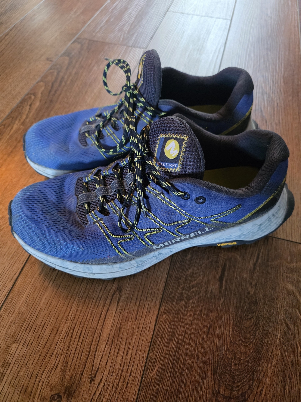 Merrell Men’s Blue Athletic Trail Shoes with Yellow Accents